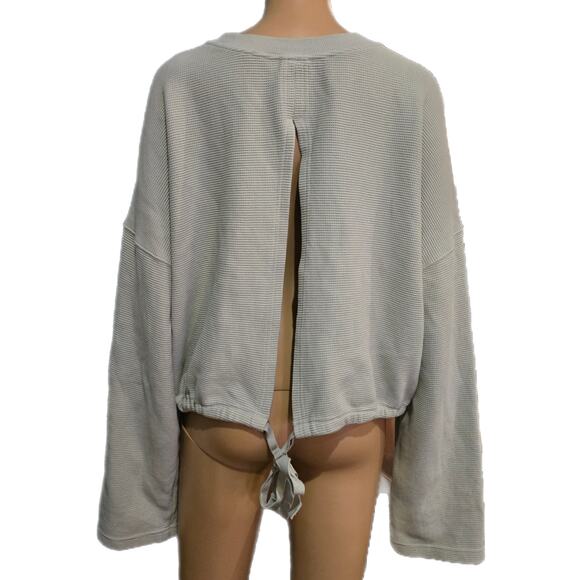 Fabletics Mint Green Crew Neck Anna Open Tie Back Pullover Sweater Medium - Picture 5 of 7